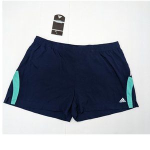 NWT Adidas Running Shorts Athletic Climacool Navy Blue Aqua Women’s size XL